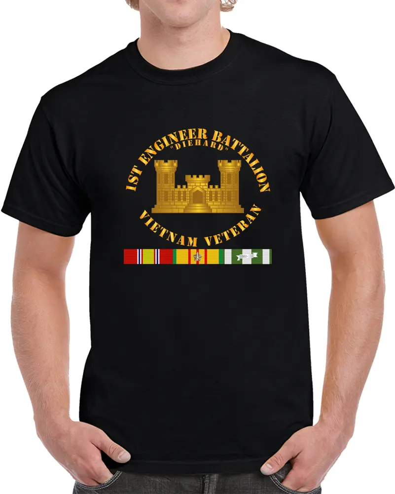 Army - 1St Engineer Battalion - Vietnam Vet W Branch W Vn Svc T Shirt 1