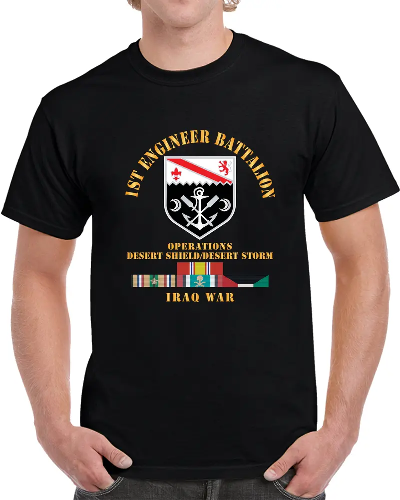 Army - 1St Engineer Bn W Ds Ds Svc Ribbons X 300 T Shirt 1