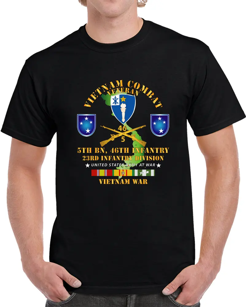 Army - 5Th Bn 46Th Infantry W Vn Svc T Shirt - Classic 1