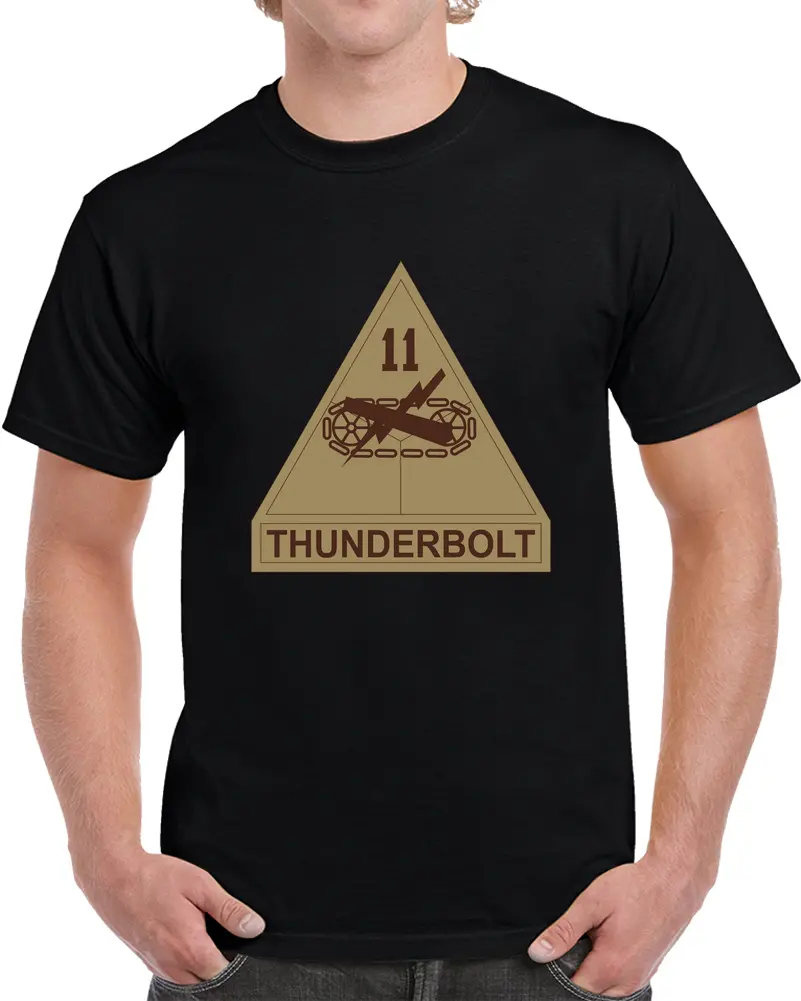 Army - Ssi - 11Th Armored Division W Name Tape - Subdued Desert T Shirt - Classic 1