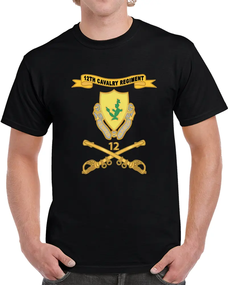 Army  - 12Th Cavalry Regiment - Ribbon W Number Br T Shirt - Classic 1