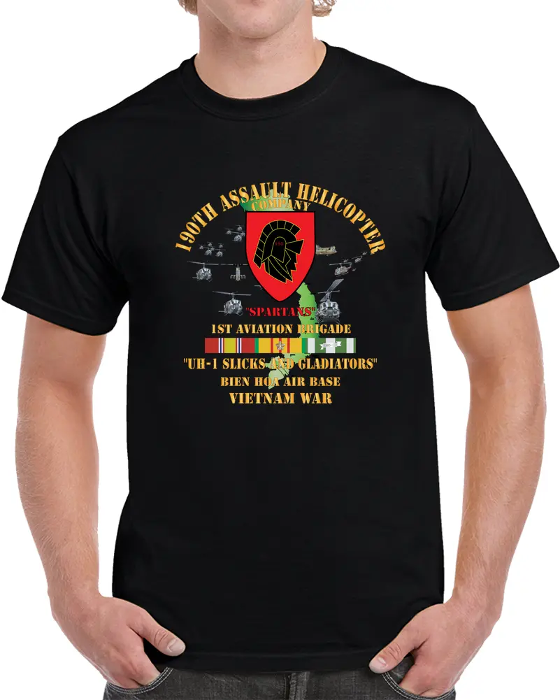Army - 190Th Assault Helicopter Company - Ssi - Red-  Gladiators - Bien Hoa Air Base, W Vn Svc T Shirt - Classic 1