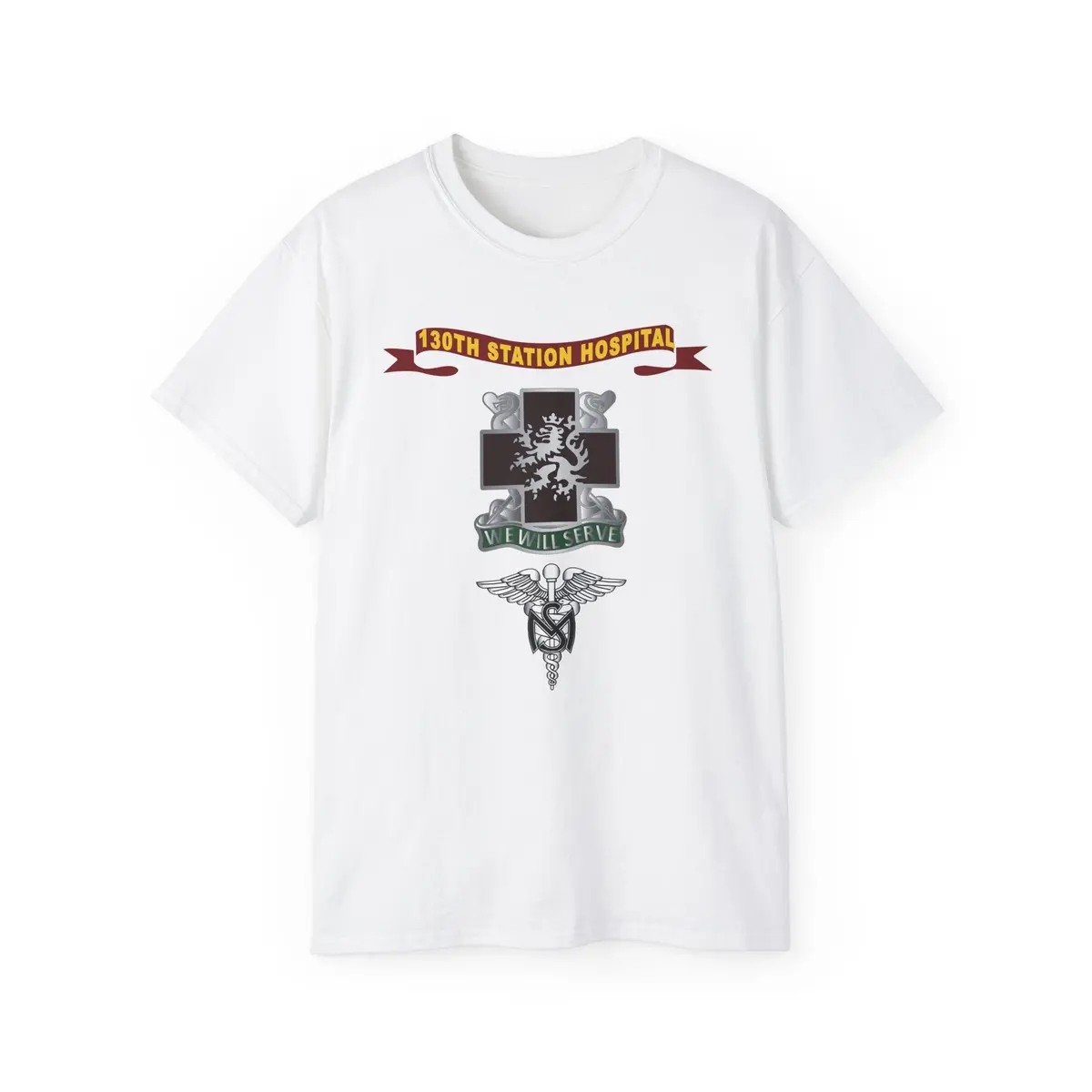 Unisex Ultra Cotton Tee - Army - 130Th Station Hospital - Ribbon - Dui - Army Medical Service Corps Branch X 300 3
