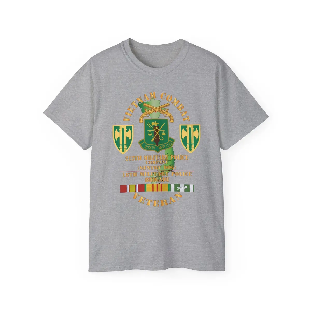 Unisex Ultra Cotton Tee - Army - Vietnam Combat Veteran W 212Th Military Police Company - 18Th Mp Bde Ssi - Vn Svc X 300 7
