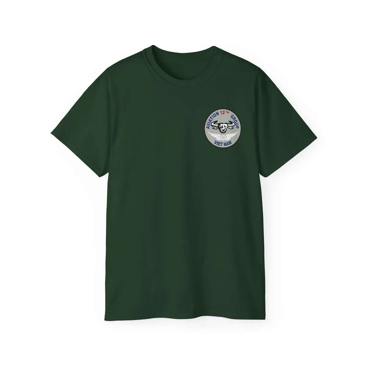 Vietnam War Aviation Veteran T-Shirt – Unisex Cotton Tee Featuring Air Crew Badges, 12th Aviation Group, 1968–1969 Service - Image 7