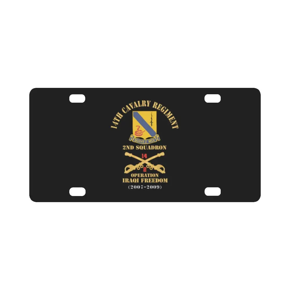 Army - 14Th Cavalry Regiment W Cav Br - 2Nd Squadron - Operation Iraqi Freedom - 2010 - Red Txt X 30 Classic License Plate 1