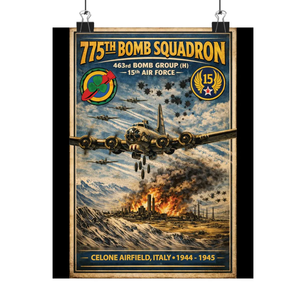 775Th Bomb Squadron Matte Poster — Celone Italy 1944–1945 Vintage Wwii Aviation Print - Celone Airfield 1