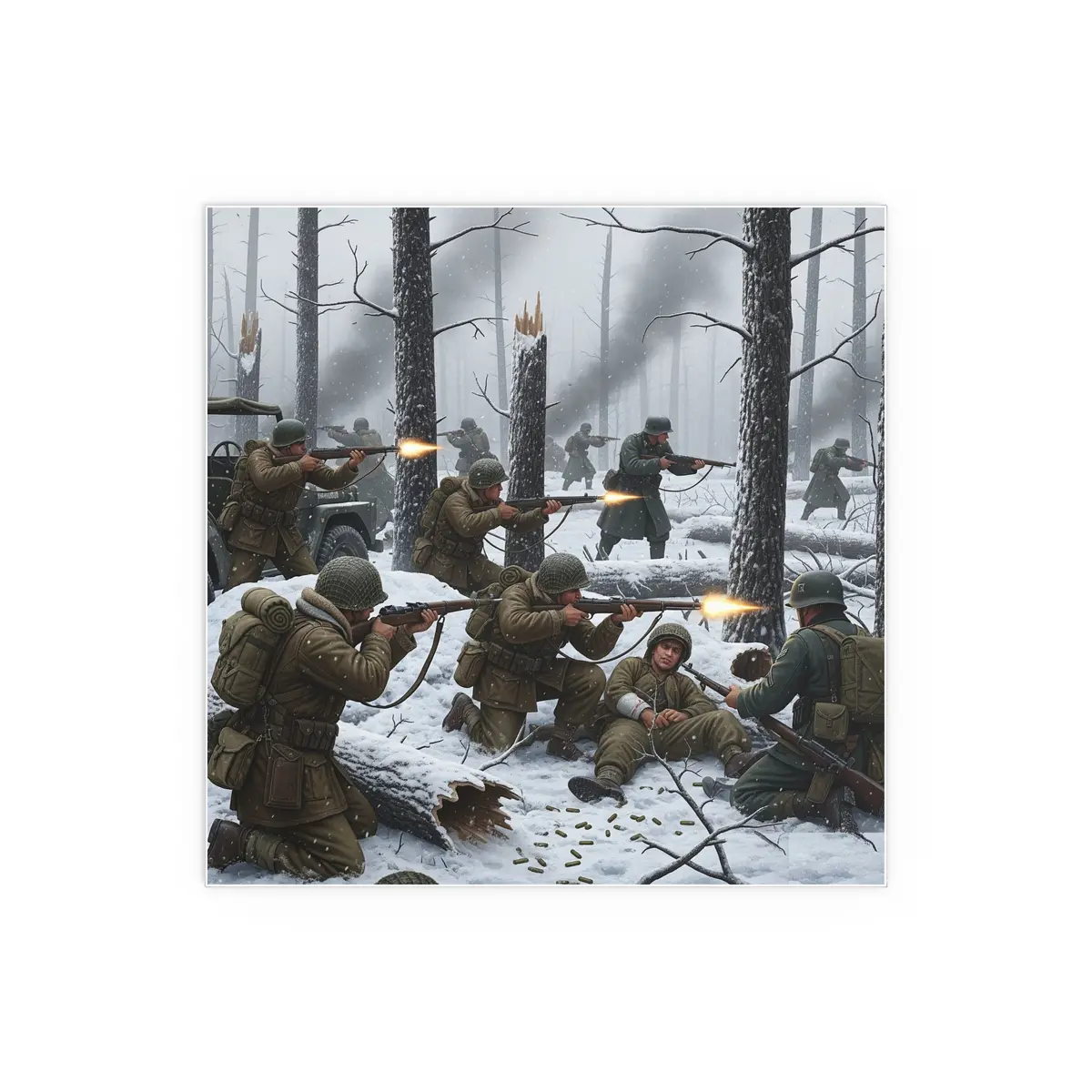Indoor And Outdoor Silk Posters - 101St Airborne Division Fighting The German Army At The Battle Of Bastogne 6