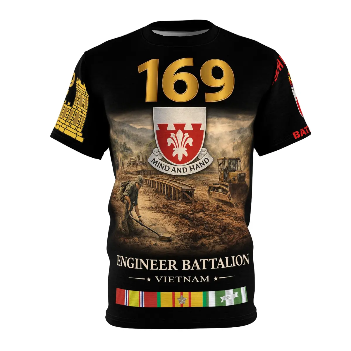 169Th Engineer Battalion Vietnam Service Tribute Tee | All-Over Print 1