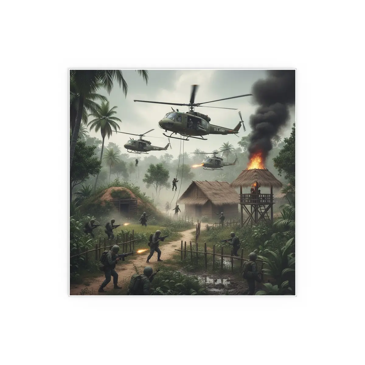 Indoor And Outdoor Silk Posters - Vietnam Village Helicopter Assault 6