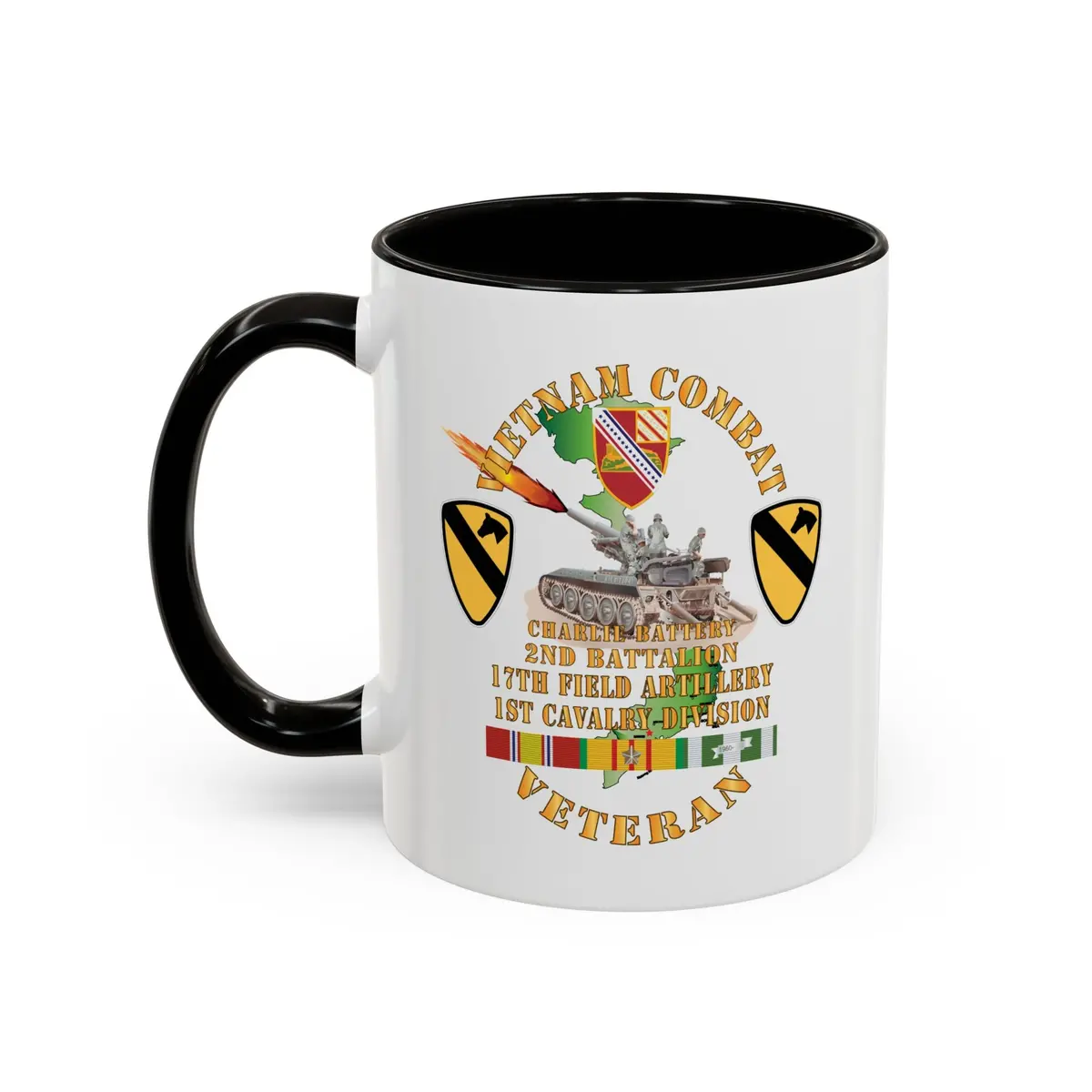 Colorful Mug (11Oz/15Oz) - Army - Charlie Battery.2Nd Battalion,17Th Field Artillery - W  1St Cavalry Div - M110 8In Sp - Vietnam Vet W Vn Svc X 300 1