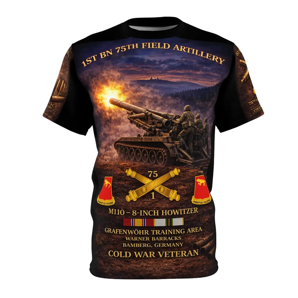 1St Battalion 75Th Field Artillery Tribute Tee — M110 8-Inch Cold War Veteran 1