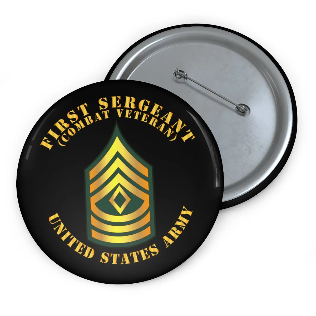 Custom Pin Buttons - First Sergeant - 1Sg - Combat Veteran 1
