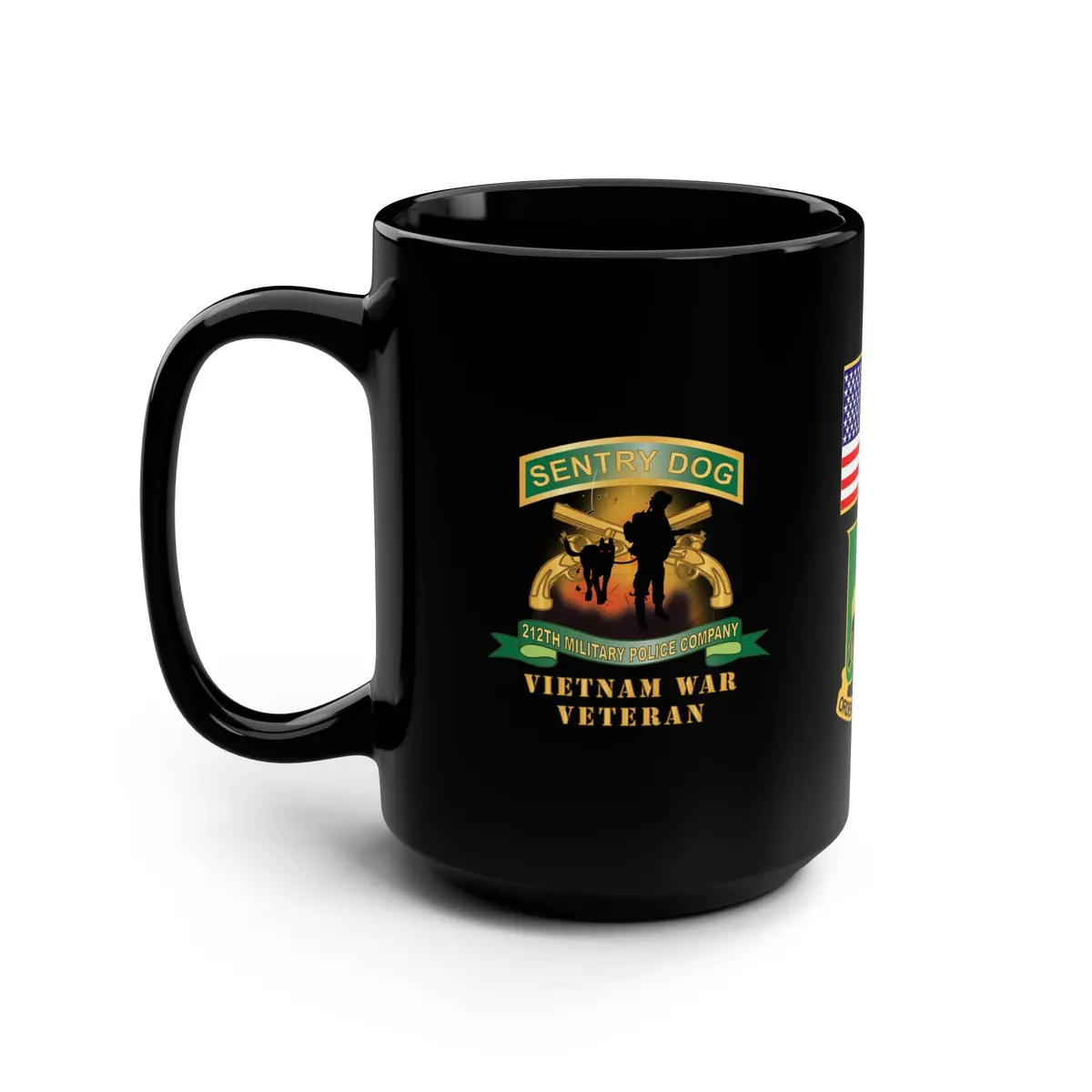 Black Mug 15Oz - Army - Sentry Dog - 212Th Military Police Company - 720Th Mp Bn W Vn Svc Ribbons 1