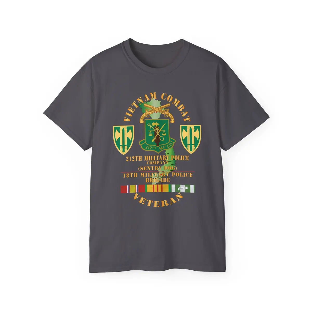 Unisex Ultra Cotton Tee - Army - Vietnam Combat Veteran W 212Th Military Police Company - 18Th Mp Bde Ssi - Vn Svc X 300 10
