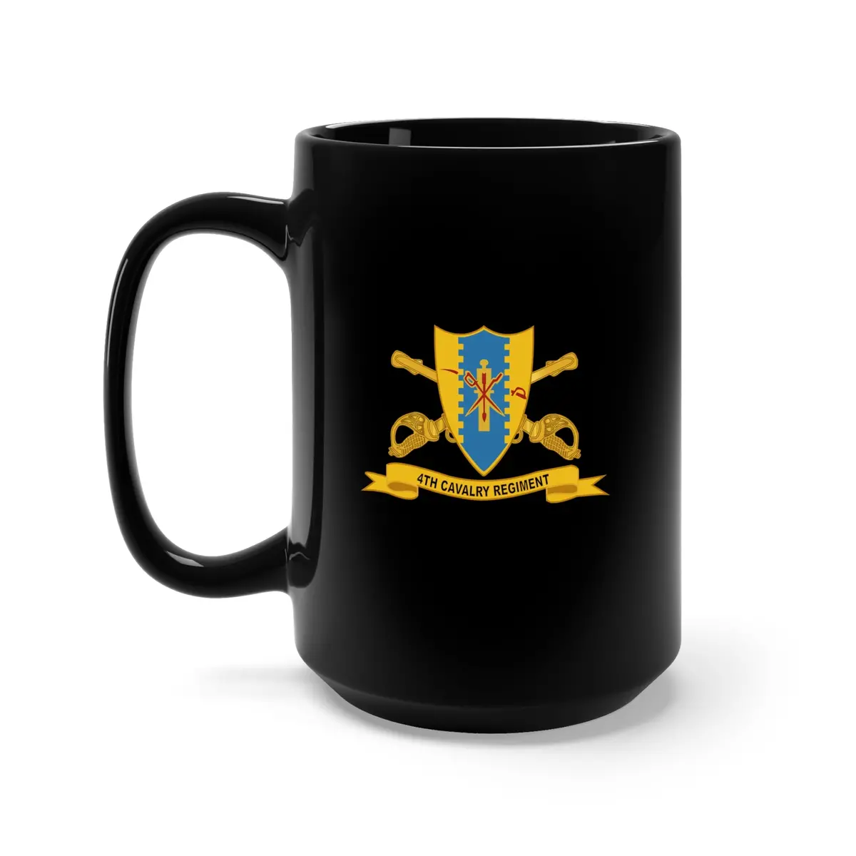 Black Mug 15Oz - Army - 4Th Cavalry Regiment W Br - Ribbon 1
