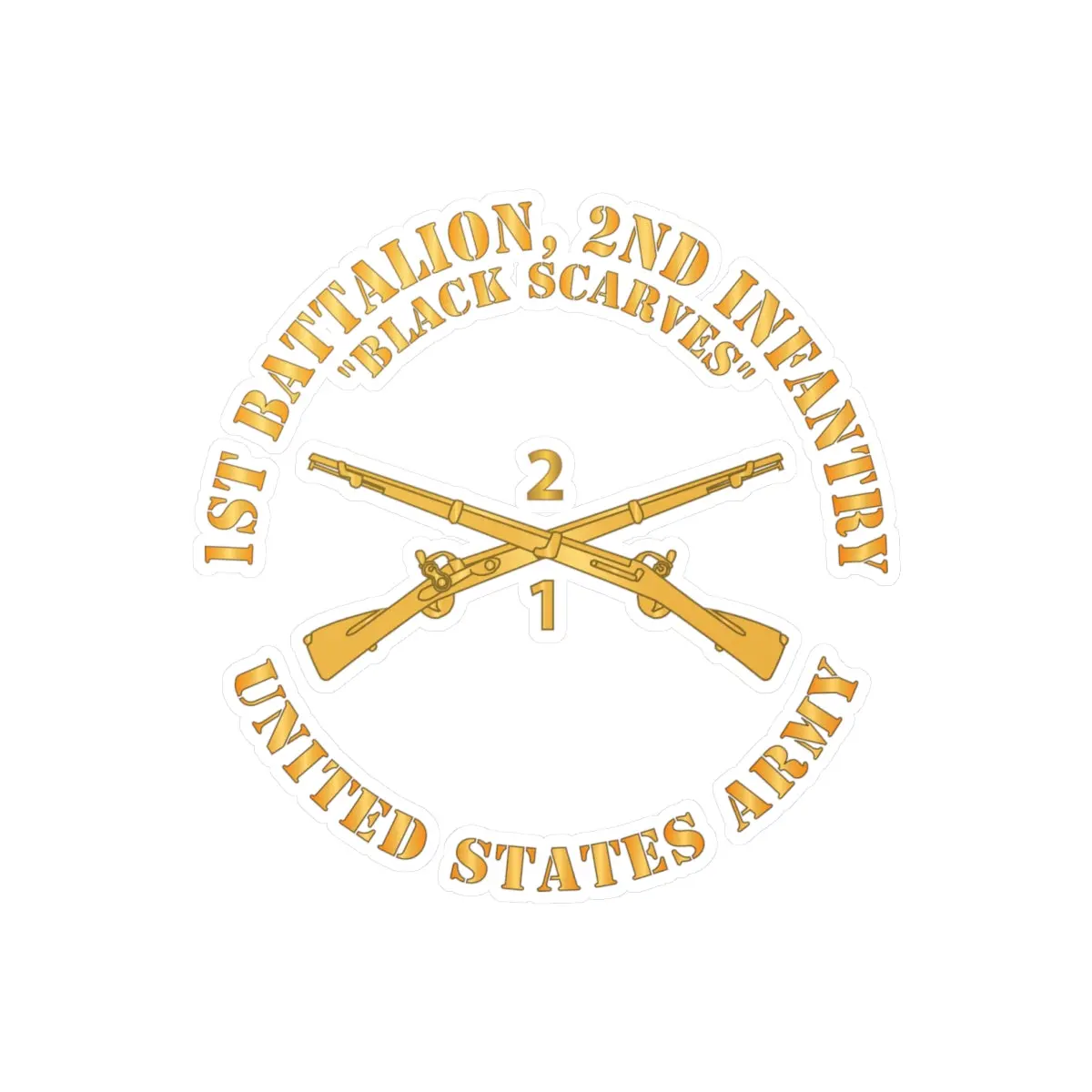 Kiss-Cut Vinyl Decals - Army - 1St Battalion, 2Nd Infantry Regiment Branch - Black Scarves - Us Army X 300 1