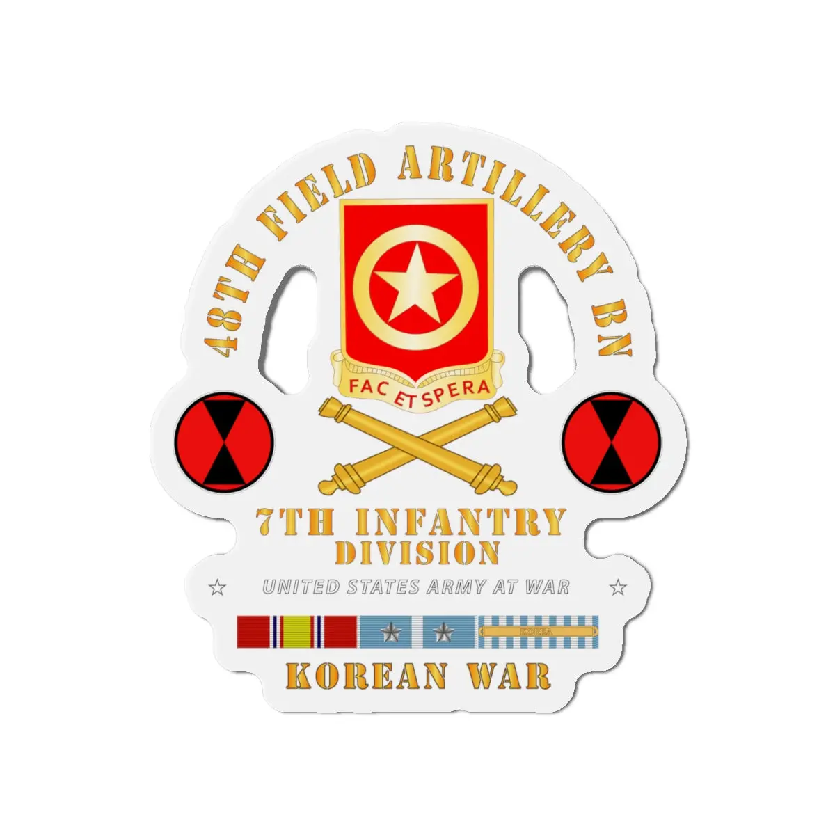 Die-Cut Magnets - Army  - 48Th Field Artillery Bn- 7Th Inf Div -  Korea Un Svc 1