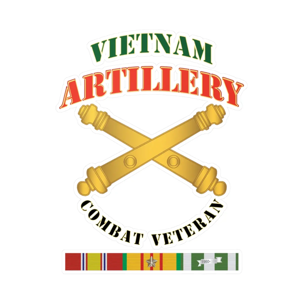 Kiss-Cut Vinyl Decals - Army - Artillery - Vietnam - Combat Vet 1