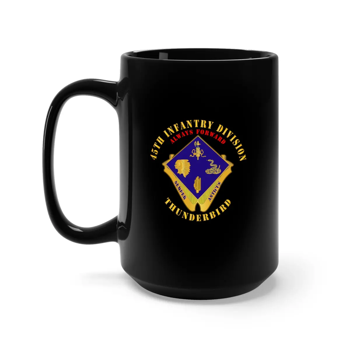 Black Mug 15Oz - Army - 45Th Infantry Division - Dui - Wo Ds 1