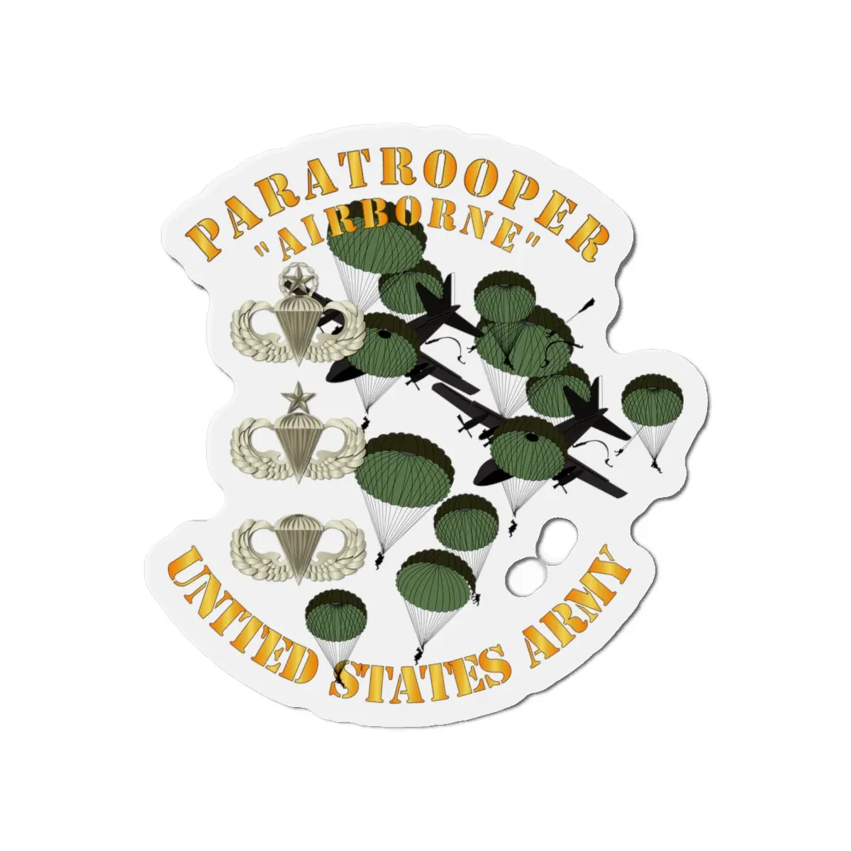 Die-Cut Magnets - Army - Paratrooper W 3 Airborne Badges - Mass Tac 2