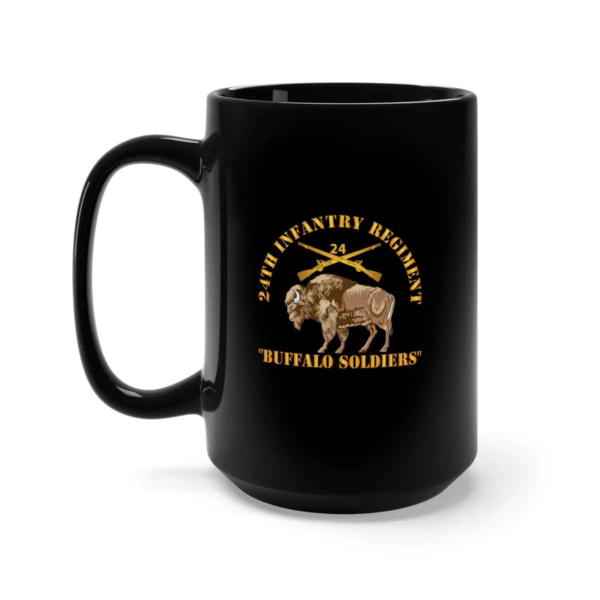 Black Mug 15Oz - Army - 24Th Infantry Regiment - Buffalo Soldiers W 24Th Inf Branch Insignia 1