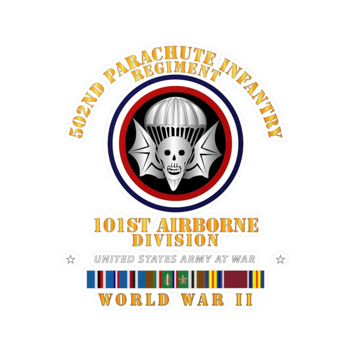 Kiss-Cut Vinyl Decals - Army  - 502Nd Pir 101St Airborne Div - Wwii W Eur Svc 1