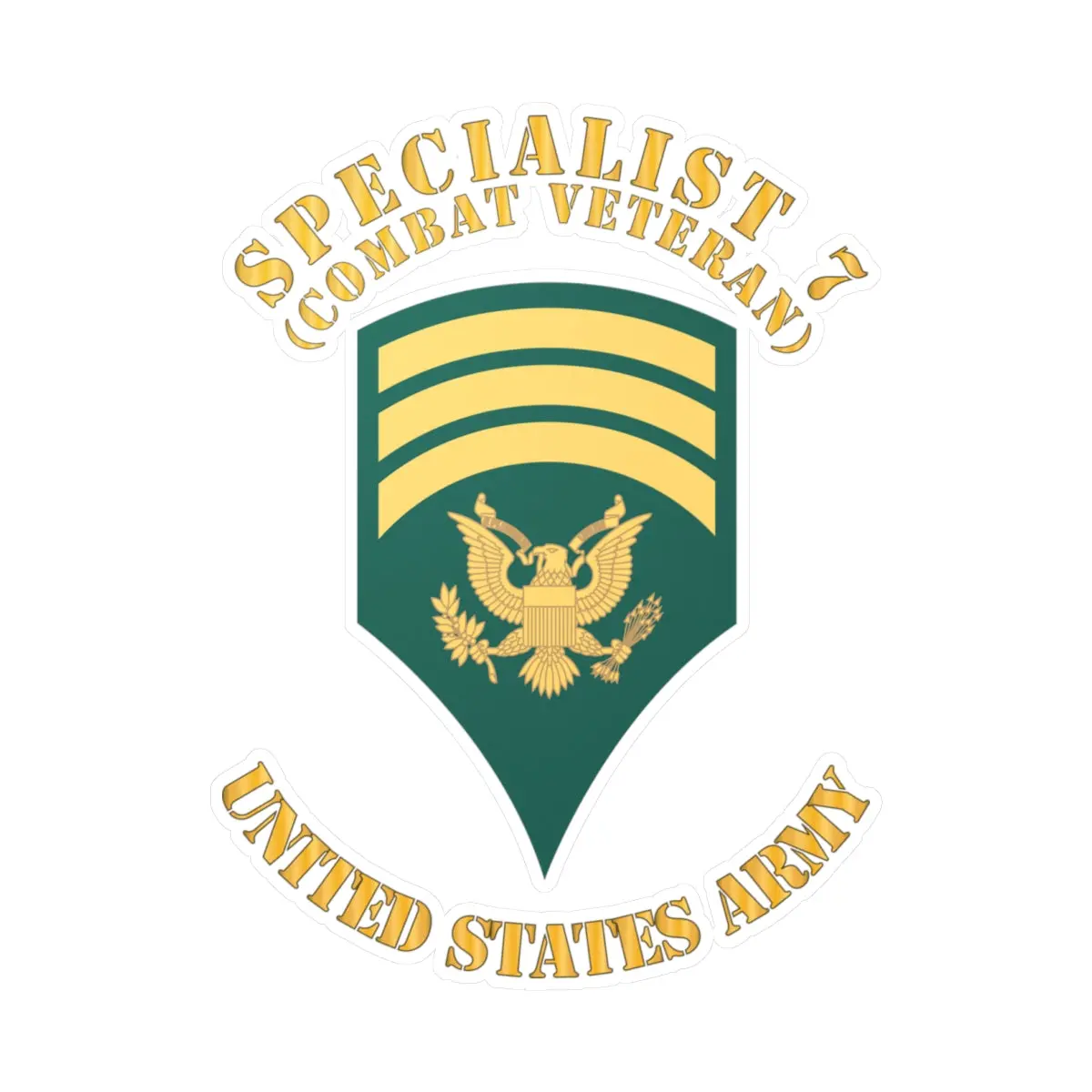 Kiss-Cut Vinyl Decals - Army - Enlisted - Spec 7 - Specialist 7  - Std - Combat Veteran X 300 1