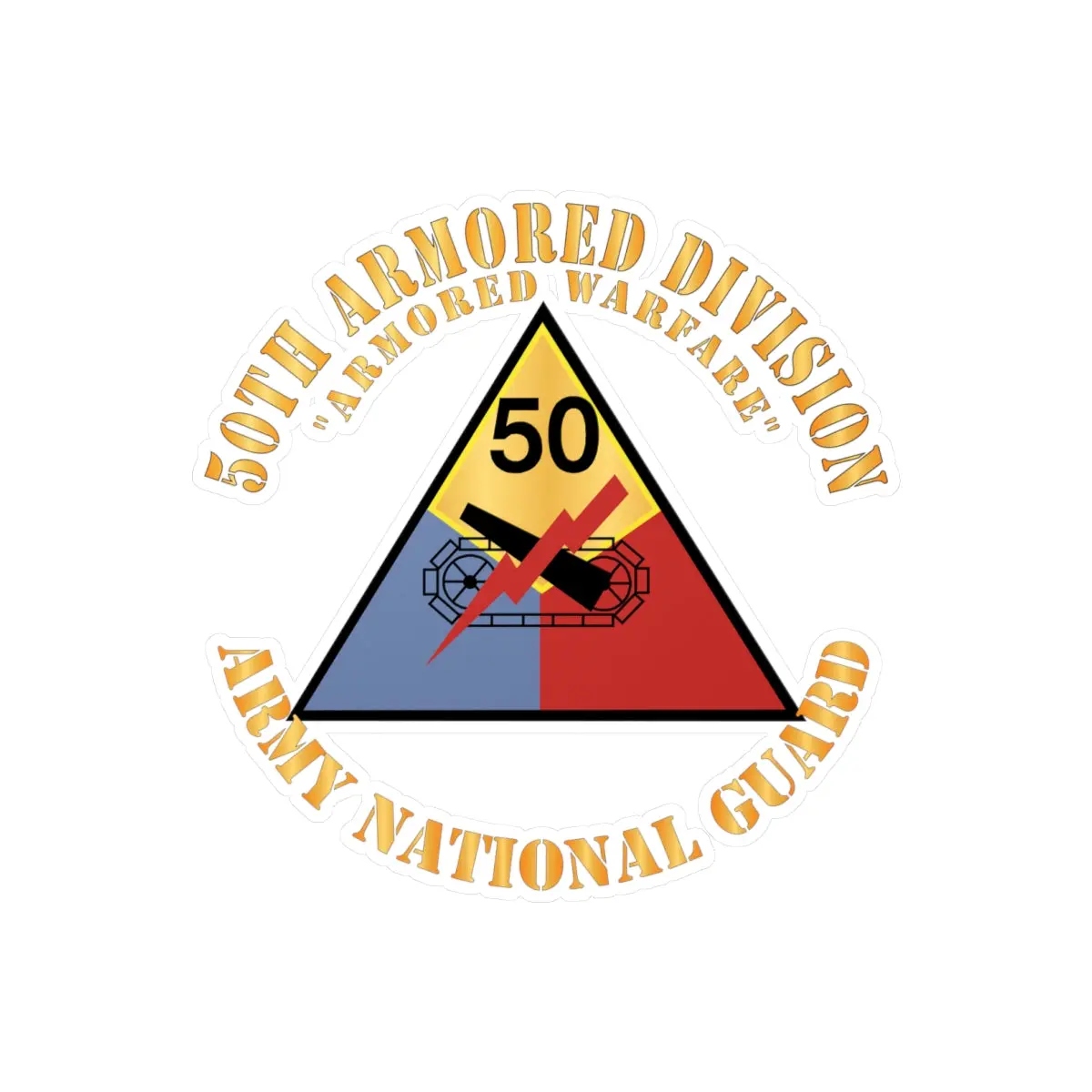 Kiss-Cut Vinyl Decals - Army - 50Th Armored Division - Ssi - Armored Warfare - Arng X 300 1