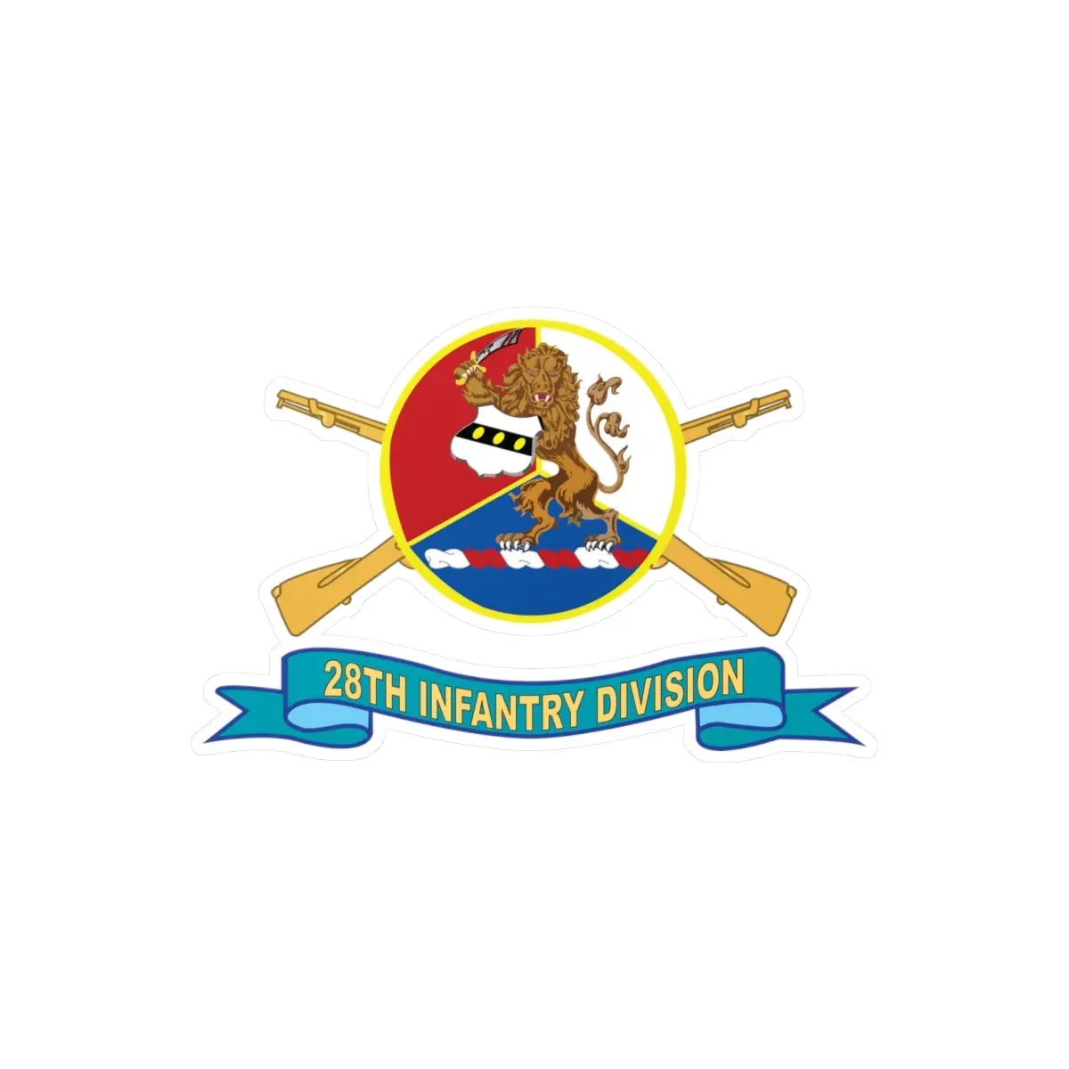 Kiss-Cut Vinyl Decals - Army - 28Th Infantry Division - Dui - W Br - Ssi - Ribbon X 300 1