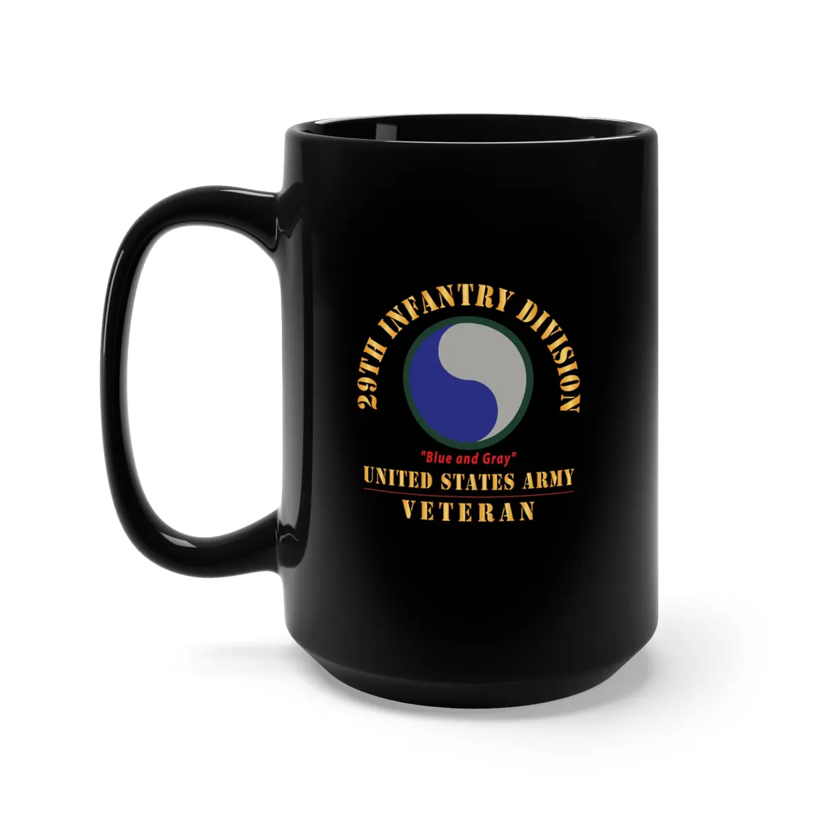 Black Mug 15Oz - Army - Ssi - 29Th Infantry Division - Blue And Gray- Us Army Veteran X 300 1