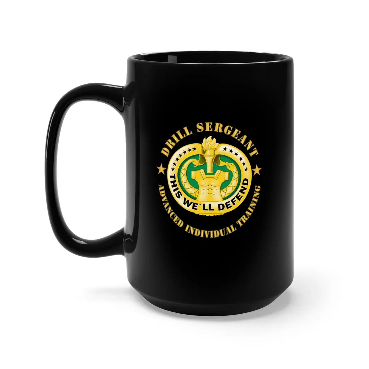 Black Mug 15Oz - Army - Drill Sgt Badge - Advanced Individual Training X 300 1