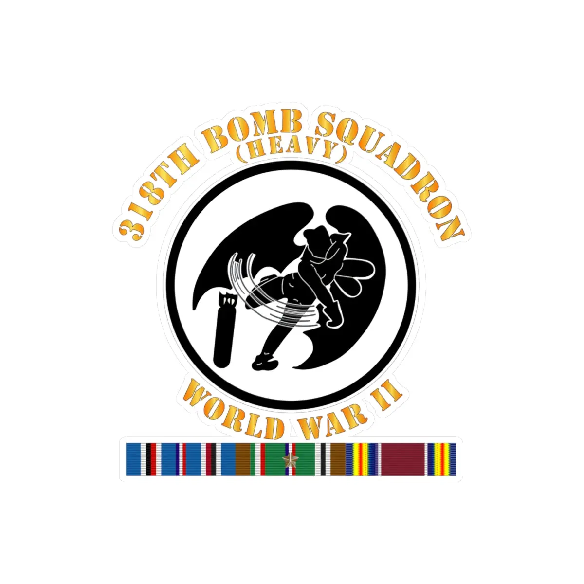 Kiss-Cut Vinyl Decals - Aac - 318Th Bomb Squadron - Wwii W Eur Svc 1