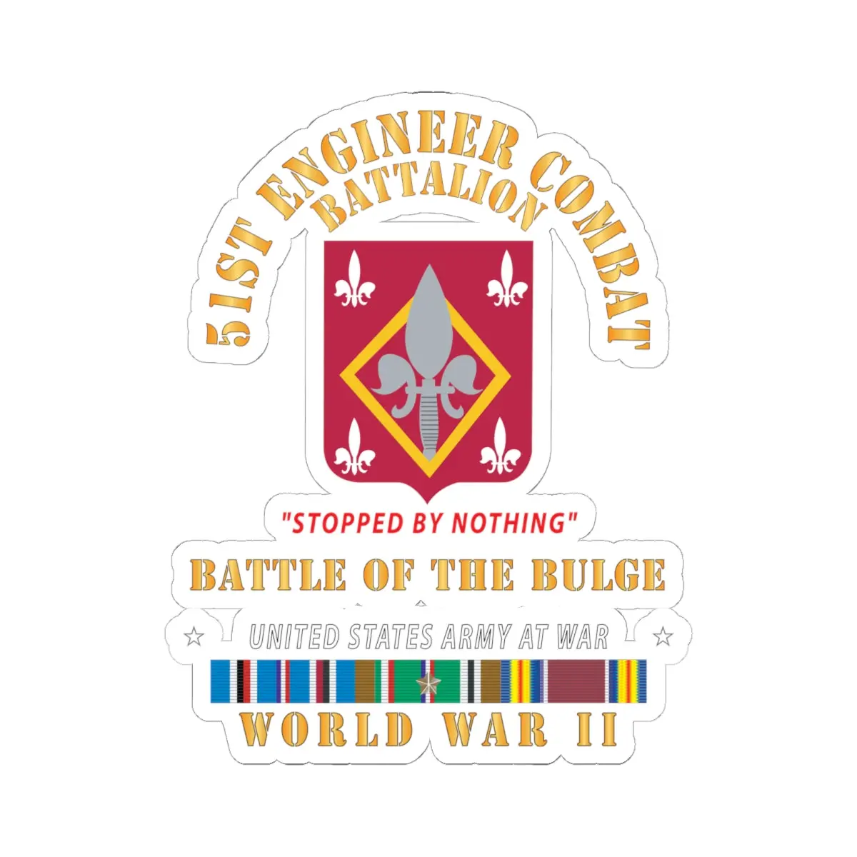 Kiss-Cut Stickers - 51St Engineer Combat Battalion - Stopped By Nothing - Bulge -  Eur Svc X 300 1