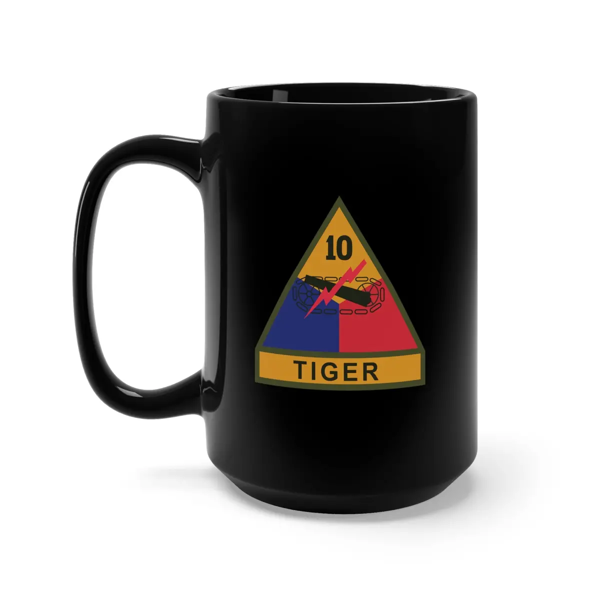 Black Mug 15Oz - Ssi - 10Th Armored Division W Name Tape X 300 1