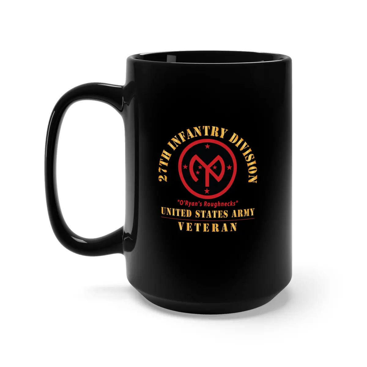 Black Mug 15Oz - Army - Ssi - 27Th Infantry Division - O'ryan's Roughnecks - Us Army Veteran X 300 1