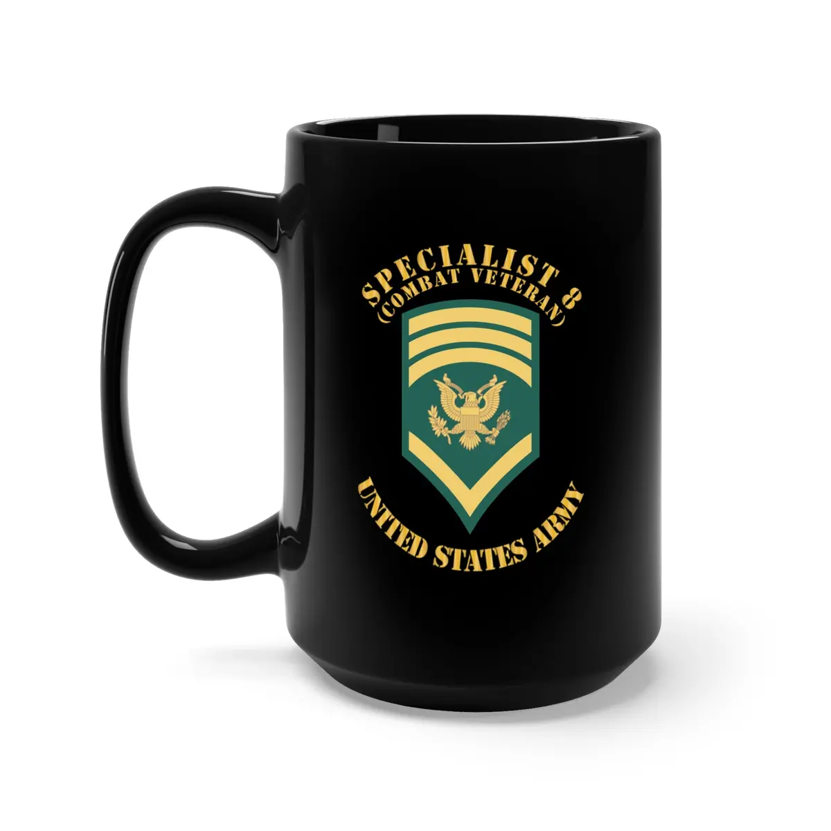 Black Mug 15Oz - Army - Enlisted - Spec 8 - Specialist 8  - Std - Combat Veteran X 300 1