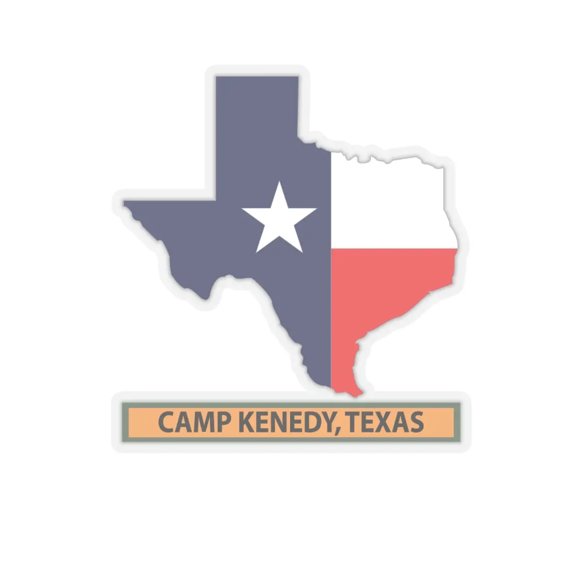 Kiss-Cut Stickers - Texas Map Overprint With Texas State Flag - Camp Kenedy, Texas X 300 2