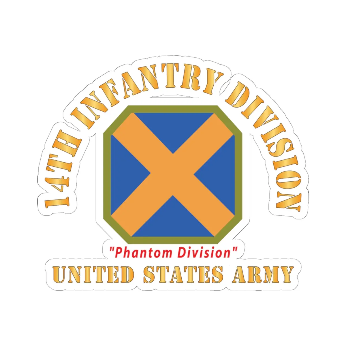 Kiss - Cut Stickers - Army - Ssi - 14Th Infantry Division - Phantom Division - Us Army X 300 1