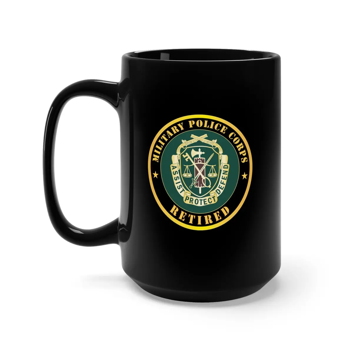 Black Mug 15Oz - Army - Military Police Corps Regimental Crest - Retired X 300 1