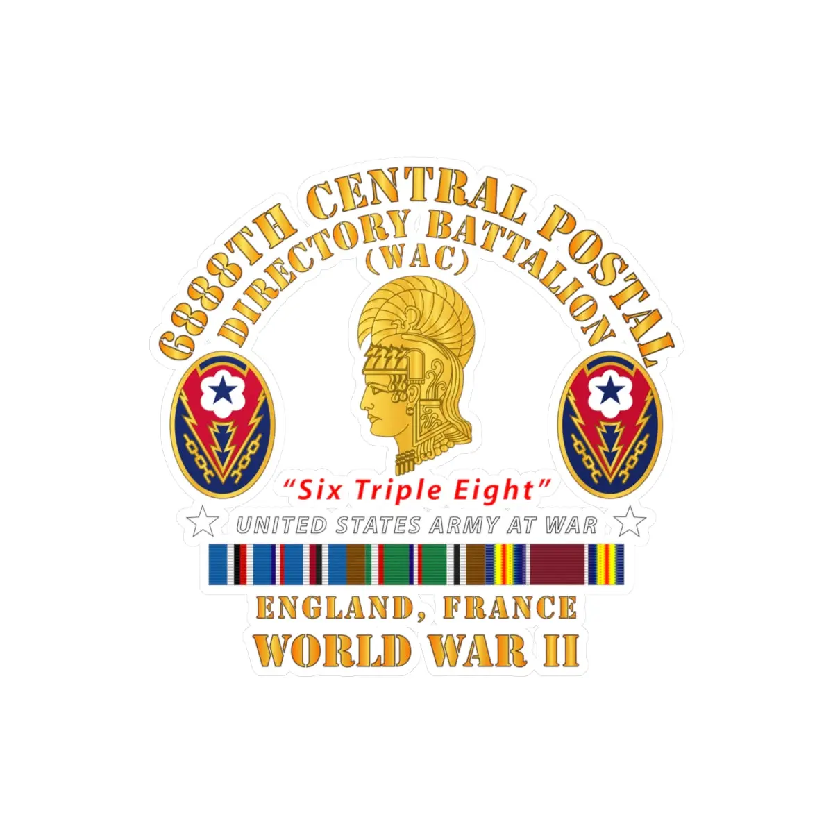 Kiss-Cut Vinyl Decals - Army - 6888Th Central Postal Directory Battalion - Wwii W Eu Svc 1
