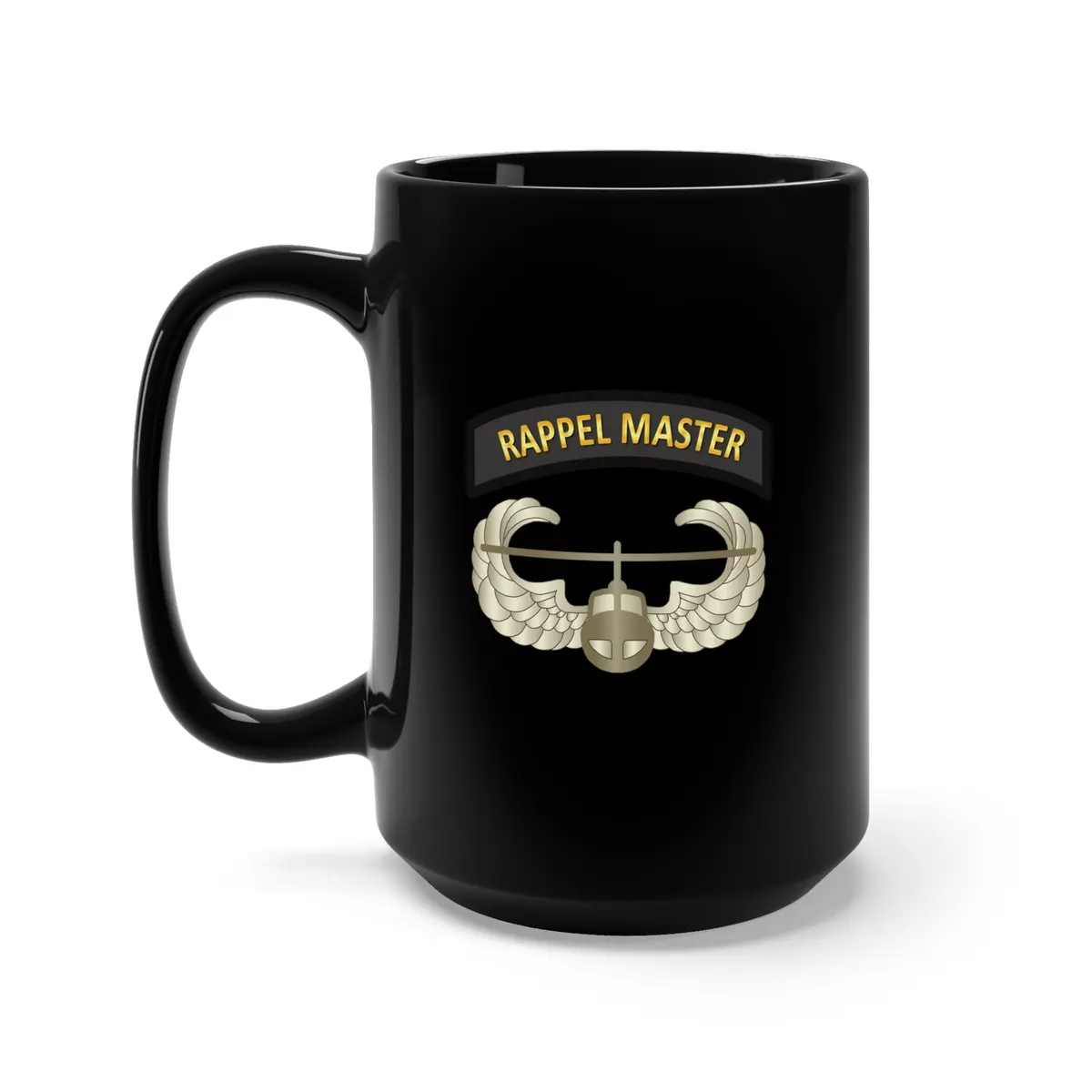 Black Mug 15Oz - Army - Rappel Master Tab With Air Assault Badge Wo Txt 1