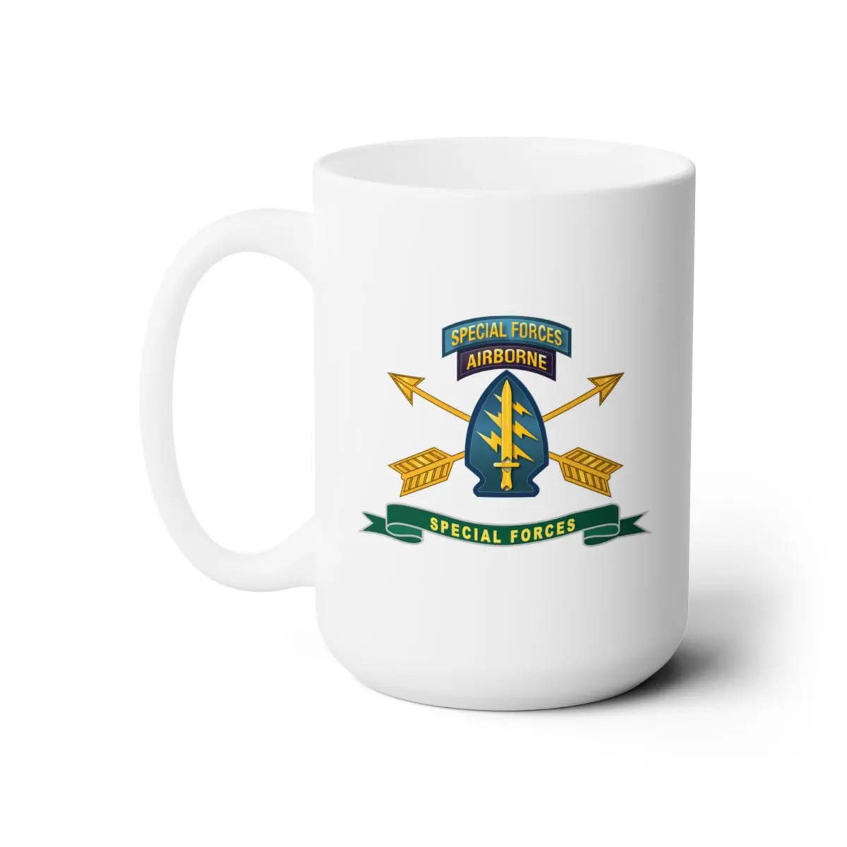 White Ceramic Mug 15Oz - Army - Special Forces - Ssi W Tab - Br - Ribbon X 300 1