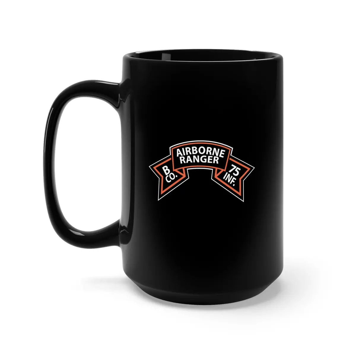 Black Mug 15Oz - Ssi - B Co 75Th Infantry (Ranger) Scroll X 300 1