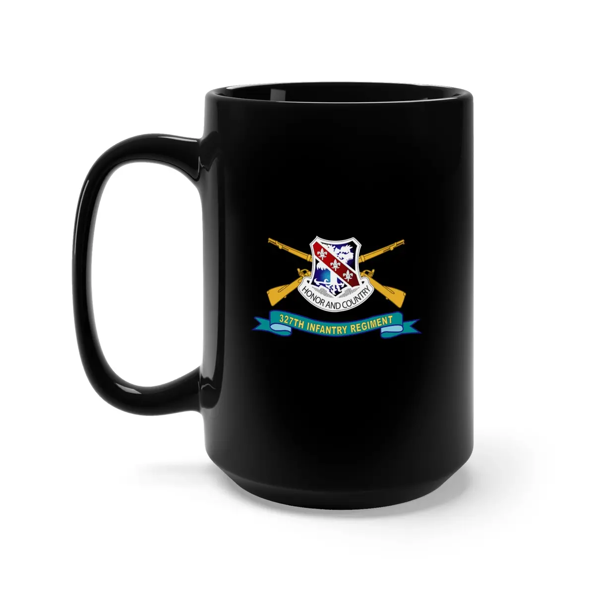 Black Mug 15Oz - Army - 327Th Infantry Regiment - Dui W Br - Ribbon X 300 1