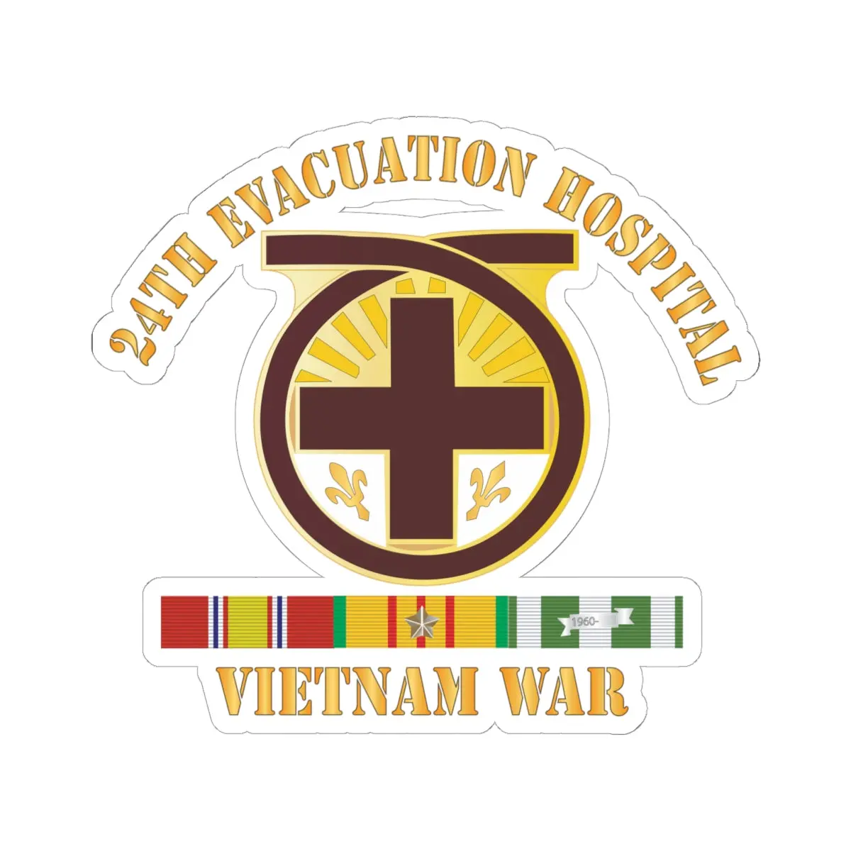 Kiss - Cut Stickers - Army - 24Th Evacuation Hospital - Vietnam War W  V N Svc X 300 1