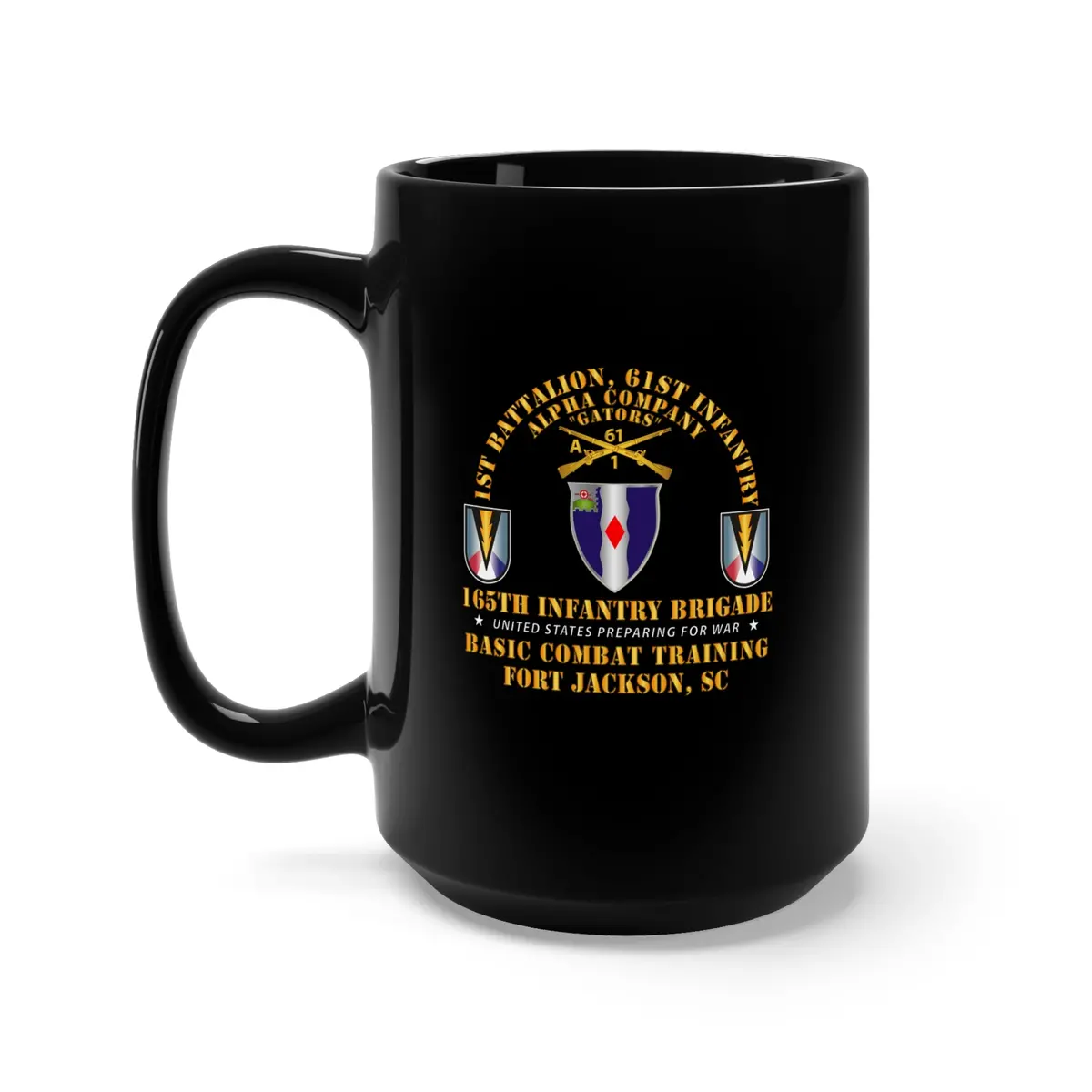 Black Mug 15Oz - Army -  A Co 1St Bn 61St Infantry (Bct) - 165Th Inf Bde Ft Jackson Sc 1