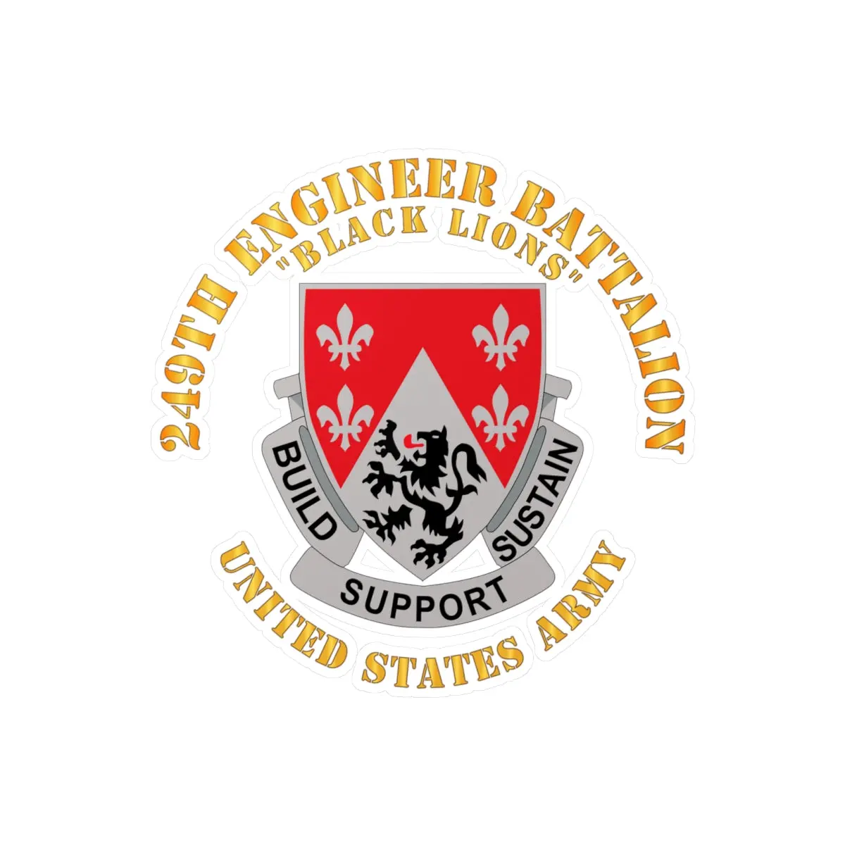 Kiss-Cut Vinyl Decals - Army - Dui - 249Th Engineer Battalion 1