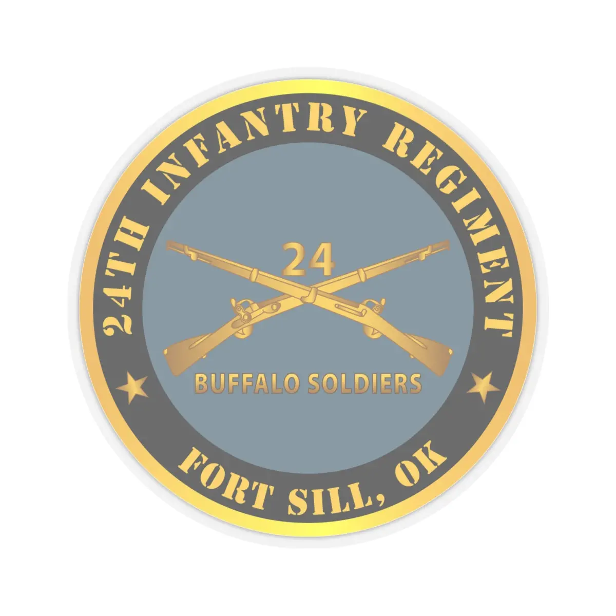 Kiss-Cut Stickers - Army - 24Th Infantry Regiment - Fort Sill, Ok - Buffalo Soldiers W Inf Branch 2