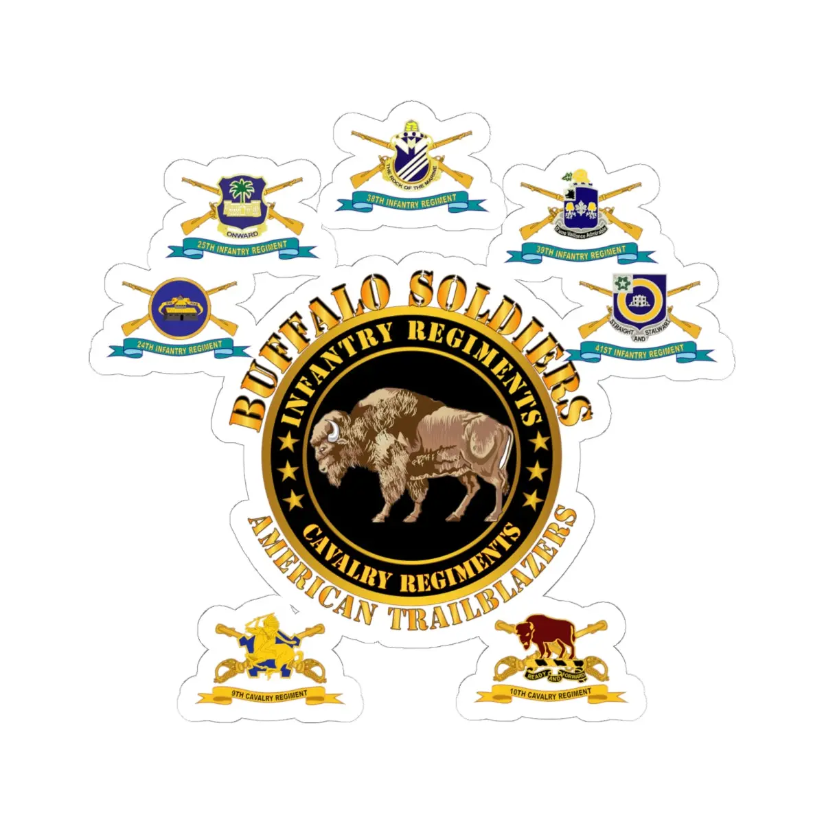 Kiss - Cut Stickers - Army - Buffalo Soldiers - Infantry - Cavalry Regiments - All Duis X 300 1